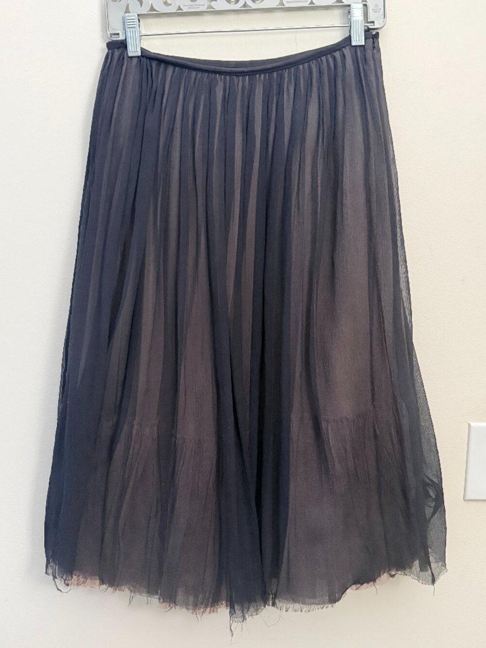 MARTIN GRANT FRENCH SILK RAW HEM LAYERED CIRCLE SKIRT S